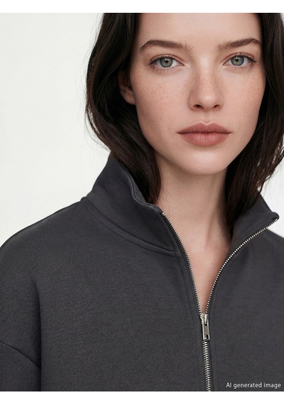 Lcw Comfort Antrasit Dik Yaka Soft Touch Kadın Sweatshirt