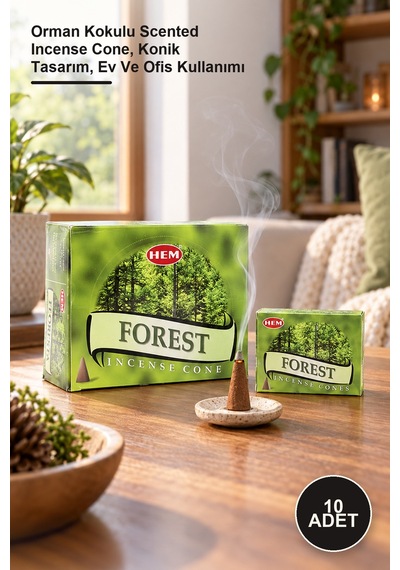 10 Adet Forest Aromalı Konik Tütsü Orman Kokulu Scented Incense Cone, Konik Tasarım, Ev Ve Ofis Kullanımı