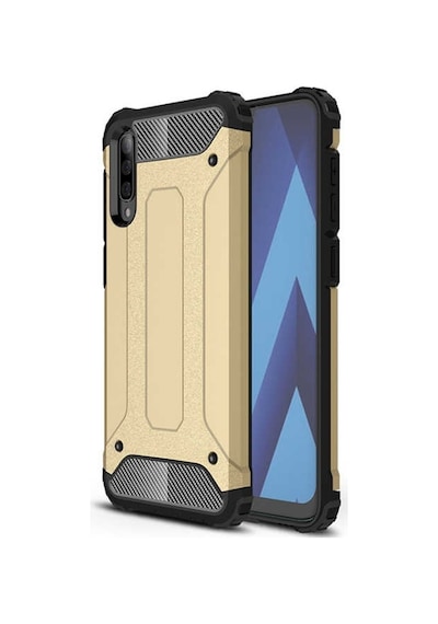 Noktaks - Samsung Galaxy Uyumlu A70 - Kılıf Çift Katman Zırh Tank Crash Military Kapak - Gold