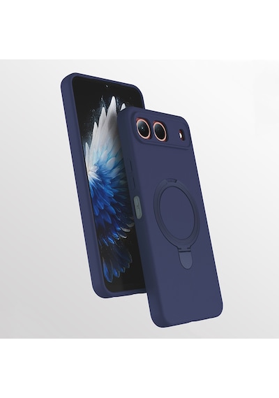 Maks Technology Tecno Spark 40 5g Kılıf M-safe Şarj Özellikli Standlı Mkst Samara Kapak - Lacivert