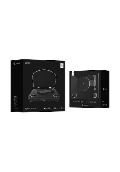 Umie Bemol Siyah Piano Kaplama 10w Bt İn, Bt Out, Rca, Usb Özellikli Nostaljik Pikap