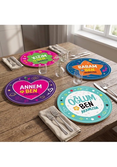 Aramızda 4'lü Supla Seti Uv Baskı 30 Cm Mdf Çok Renkli