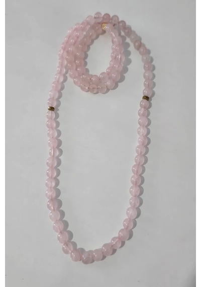 Sertifikalı 99 Lu 8 Mm Pembe Kuvars Doğaltaş Kolye, Bileklik, Tespih 046 - Pembe