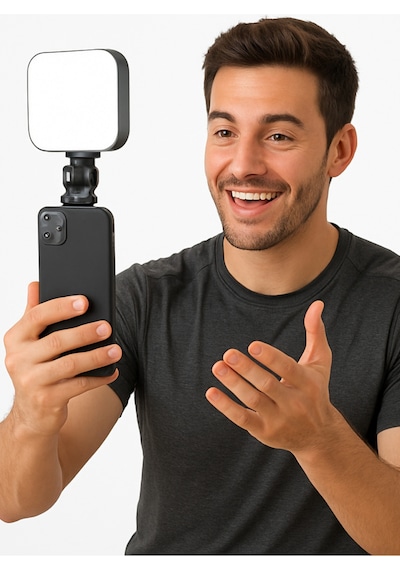 Şarjlı Led Selfie Işığı - 6000k Doğal Işık, Telefon/tablet/kamera Uyumlu 5.5w
