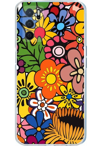 Oppo A16 İle Uyumlu 1mm Slim Fit Retro Renkler 2 Baskılı Şeffaf Kılıf Şeffaf