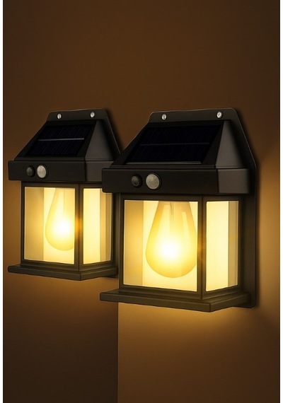 2 Adet Büyük Boy Güneş Enerjili Bahçe Led Ampul Hareket Sensörlü Bahçe Led 3 Mod'lu