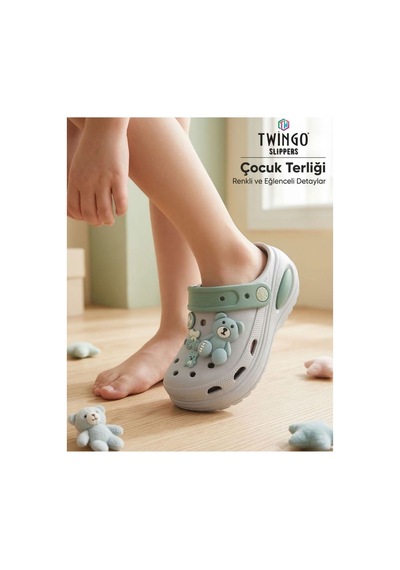 Twingo Çocuk Emojili Cross Ortopedik Günlük Terlik Unisex Gri