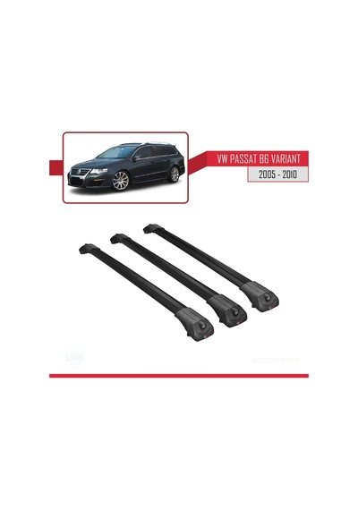Volkswagen Passat B6 Varıant 2005-2010 Arası İle Uyumlu Ace-1 Ara Atkı Tavan Barı Siyah 3 Adet Bar