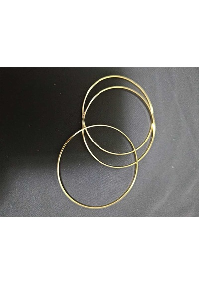 Kadın Gold Üçlü Halka Bilezik Seti - Minimalist Günlük Kullanım - 60 Mm-ajda 3 Lü Altın