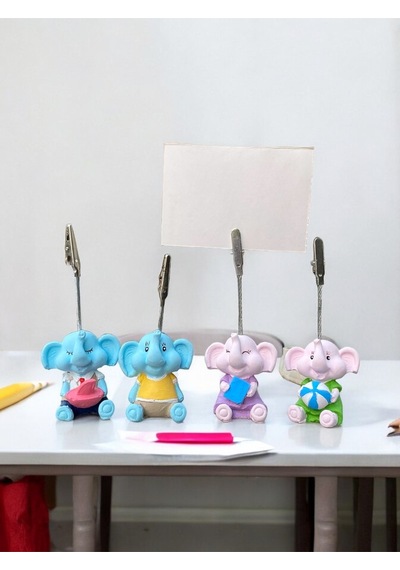 Minik Tatlı Kawaii Yavru Filler Fotoğraf Not Tutacağı Ofis Masası Hediye Tutucu Tutacak Mavi Pembe