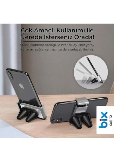 Saiji T2 Araç İçi Telefon Tutucu Havalandırma Klipsli 360 Dönebilen Universal Uyumlu 2 Mixed
