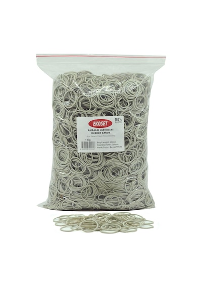 Ekoset Kauçuk Paket Ambalaj Toka Para Lastiği 40Mm Beyaz 1Kg