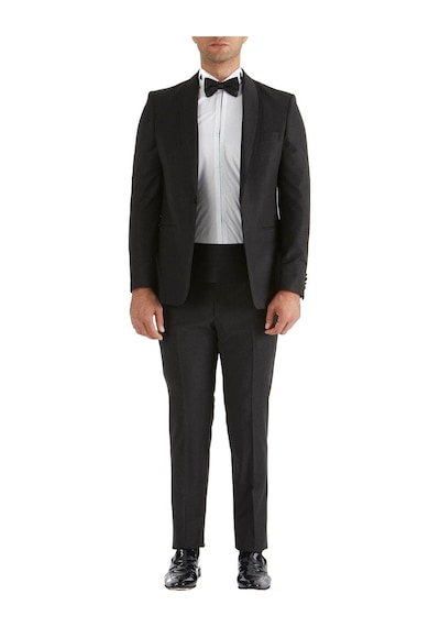 Efor Black 037 Slim Fit Çıkarılabilir Saten Yaka Siyah Damatlık Smokin Takım Siyah