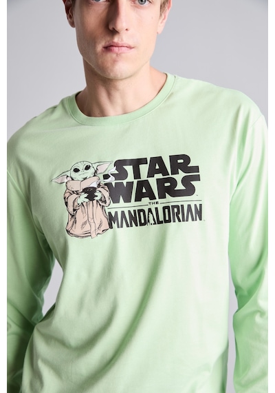 Defacto %100 Pamuk Star Wars-mandalorian Pijama Takımı Uzun Kollu Üst Uzun Alt F7497ax26augn693 Yeşil-gn693