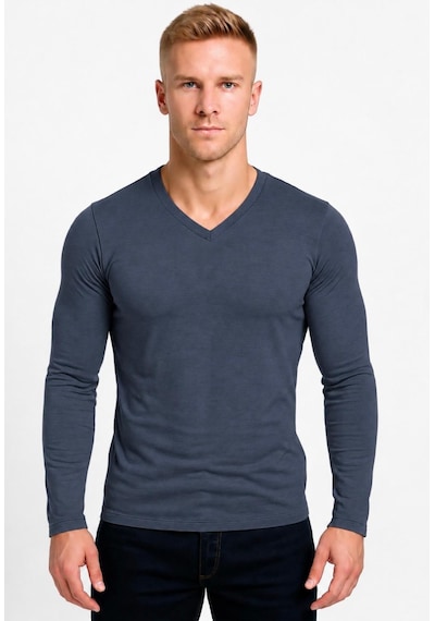 Axxel Erkek Füme Pamuklu Likralı Süprem Uzun Kollu T-shirt-d236