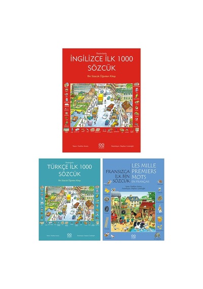 Resimlerle İlk 1000 Sözcük Seti - İngilizce - Fransızca - Türkçe Ciltli 1001 Çiçek Kitaplar