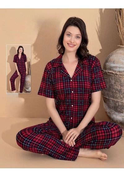 Boyraz Kadın Milan Boydan Düğmeli Kısa Kol İnce Pijama Takımı 11065 - 1 Adet 001