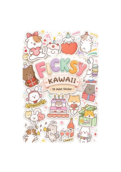Kawaii Stili Sevimli Hayvanlar Doğum Günü Temalı Sticker Seti - 19 Adet Etiket Çıkartma Diğer