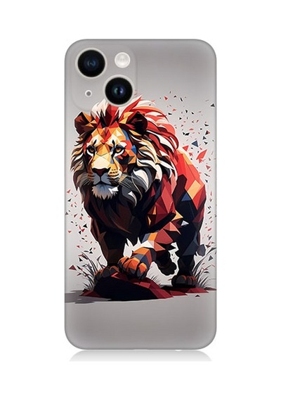 Apple Uyumlu iPhone 13 Silikon Kılıf Sarı Kırmızı Aslan