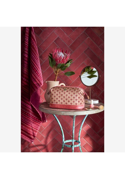 Pembe Polyester Makyaj Çantası 26x12x18 Cm