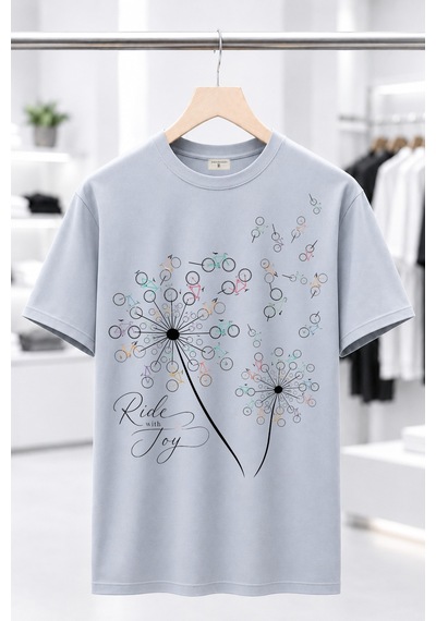 Bayloranzzo Ride With Joy %100 Pamuk Heavy Cotton Premium Kalite Kadın Tişört Gri