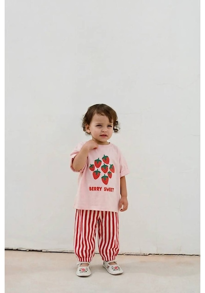 Baby Lory Kids Store Çilek Desenli Bebek Takım Pembe
