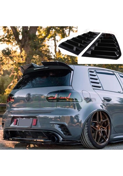 Vw Golf 6 2008-2012 Kelebek Cam Vizörü Kaplaması GTI Logolu Piano Black