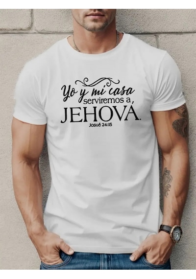 Suma Erkek Klasik Kalıp Süprem T-shirt Jehova Baskılı Beyaz