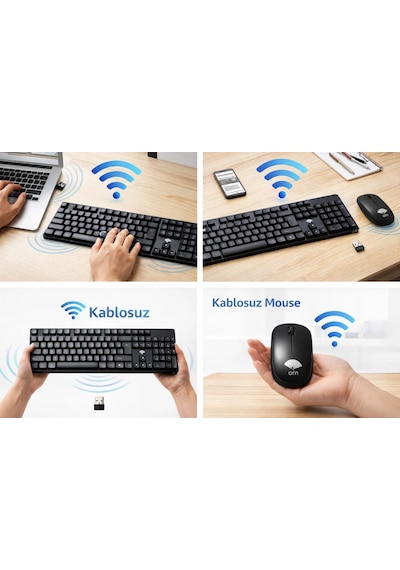Orn Cs700 Kablosuz Türkçe Siyah Q Klavye Ve Mouse Set Lazer