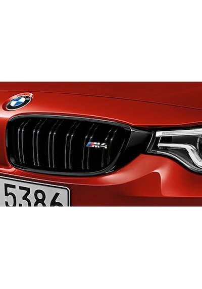 Bmw F32 M4 Ön Böbrek Panjur Piano Black - Logolu Çift Tırnak