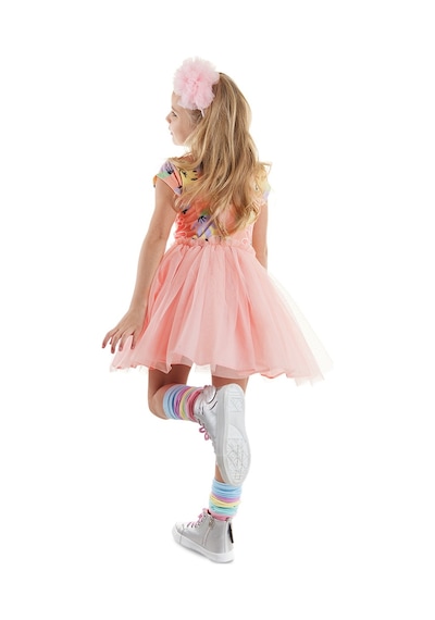 Denokids Leo Flower Kız Çocuk Tüllü Elbise Pembe