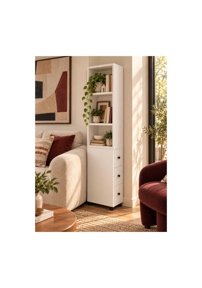 Dar Alan Dolabı 3 Çekmeceli Raflı Kitaplık Çok Amaçlı Banyo Mutfak Düzenleyici150x47x20 Cm Beyaz - 932242619 Beyaz Dar Alan Dolabı 3 Çekmeceli Raflı Kitaplık Çok Amaçlı Banyo Mutfak Düzenleyici150x47x20 Cm Beyaz - 932242619 Beyaz