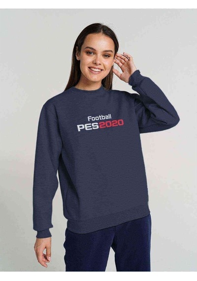 Pes 2020 S Baskılı Indigo Mavi Kadın Sweatshirt