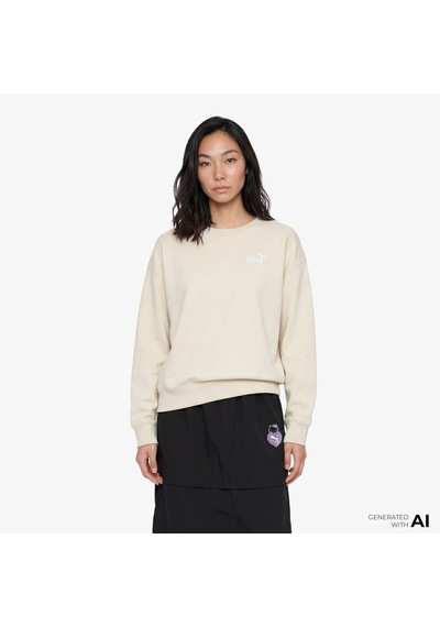 Puma Essential Small Logo Relaxed Crew Kadın Beyaz Sweatshirt633268 Krem