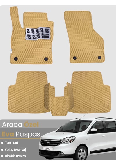 Dacia Lodgy 5 Kişilik 2012-2022 Uyumlu Eva Paspas Tam Set Araca Özel,su Geçirmez,kolay Montaj