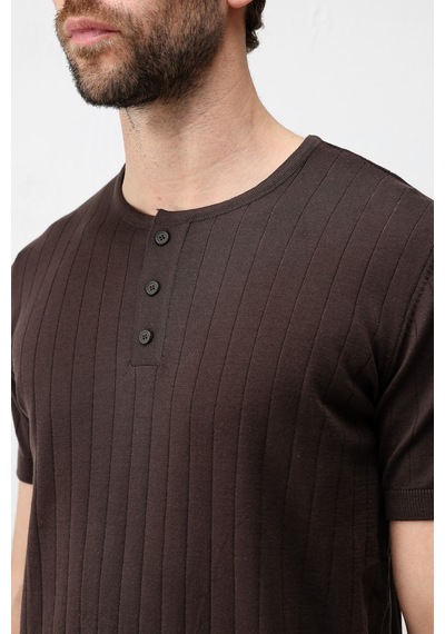 Antioch Dokulu Erkek Triko T-shirt Kahverengi