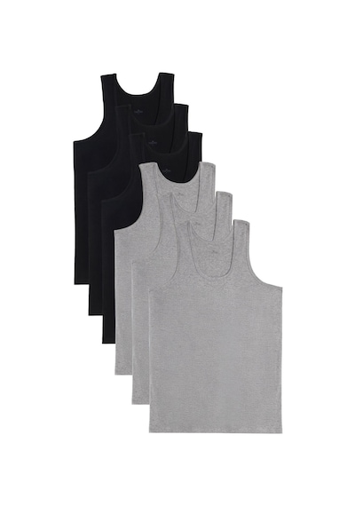 Tudors 6 Adet Compact Penye Siyah-gri Erkek Atlet Pamuklu Standart Fit Normal Kesim 6'lı Paket-33114 Siyah-gri