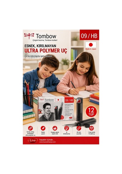 Kaliteli Kalem Ucu 12 Li 0.9 Mm Hb 6 Paket Tombow Versatil Kalem Uç Mekanik Uçlu Otomatik Kurşun Kalem Ucu 60mm Yumuşak