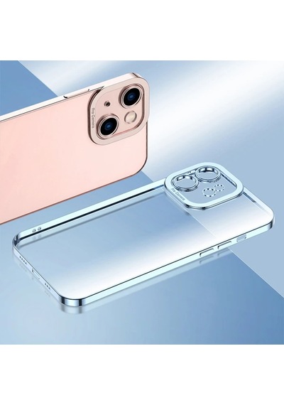 Ally Fashion Series Apple iPhone Uyumlu 12 Pro Kılıf Renkli Kenar Lazer Çerçeveli Silikon Kılıf- 5775 Mavi