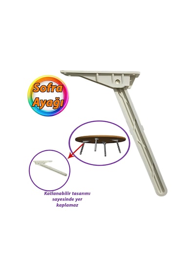 Katlanabilir Beyaz Yer Sofra Ayağı Katlanır Yer Sofrası Sini Altı Plastik Ayak 22 Cm