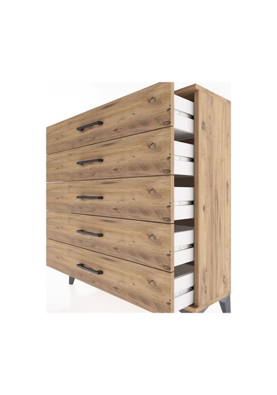 Arges Şifonyer 5 Çekmeceli 88x30x96 Çam-çam Çam