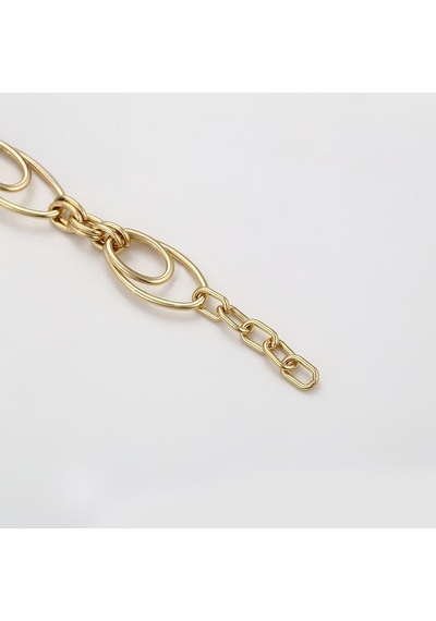 Modern Oval Halka Detaylı 14 Ayar Altın Kaplama Kadın Bileklik Gold