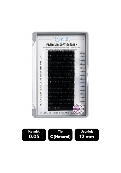 Misyul 0.05c Natural Kıvrım 12 Mm Soft Eyelash Doğal İpek Kirpik 16'lı