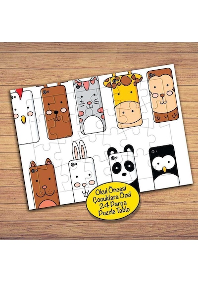 Kalıpılaşmış Hayvanlar Çocuklara Özel Puzzle Yapboz Tablo-pz165