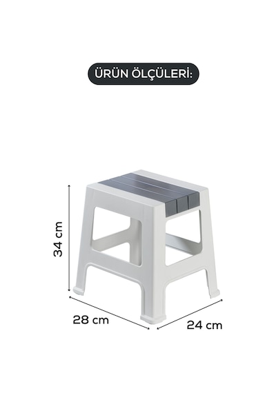 Vienev Plastik Küçük Tabure Gri Gri