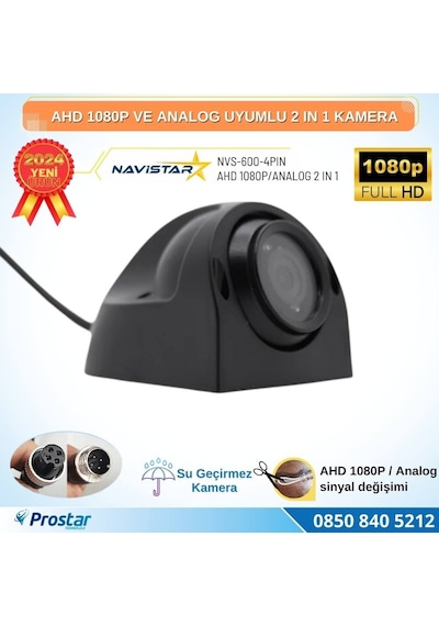 Ahd 1080p Ve Analog Pal Çevirilebilir 4 Pin Gece Görüşlü Yan, Ön