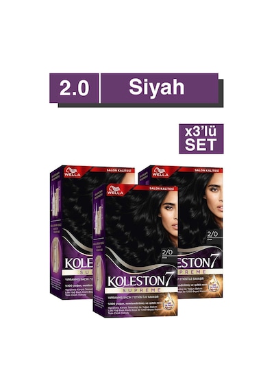 Koleston Supreme Kit Saç Boyası 2/0 Siyah X3 Adet