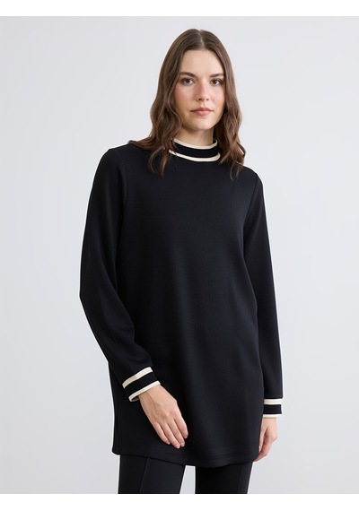 Lcwaıkıkı Classic Siyah Dik Yaka Soft Touch Kadın Sweatshirt Tunik