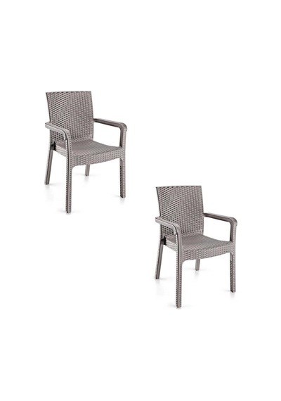 Markiz Rattan Koltuk, Çöl Gri, 2'li Set, 57 X 57 X 87 Cm