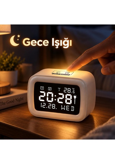 Dijital Alarm Saat, Çift Alarmlı Masa Saati, Snooze, Ds-5801 Diğer